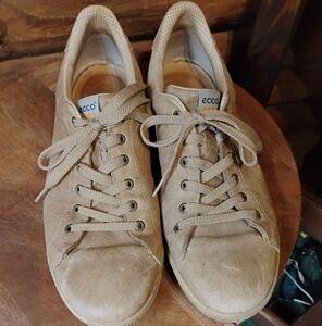 Ecco Golf Shoes Sz Mens 46 EU 12-12.5 US Hybrid Spikeless Tan Leather Lace Up Sn